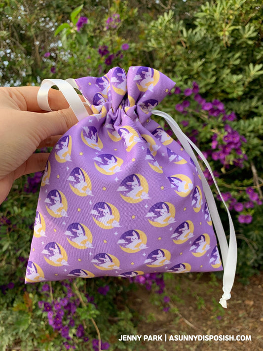 Moon Bunny Dice Bag Drawstring Pouch