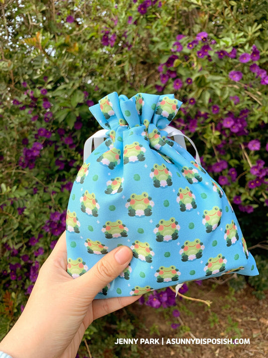 Lilypad Frog Dice Bag Drawstring Pouch